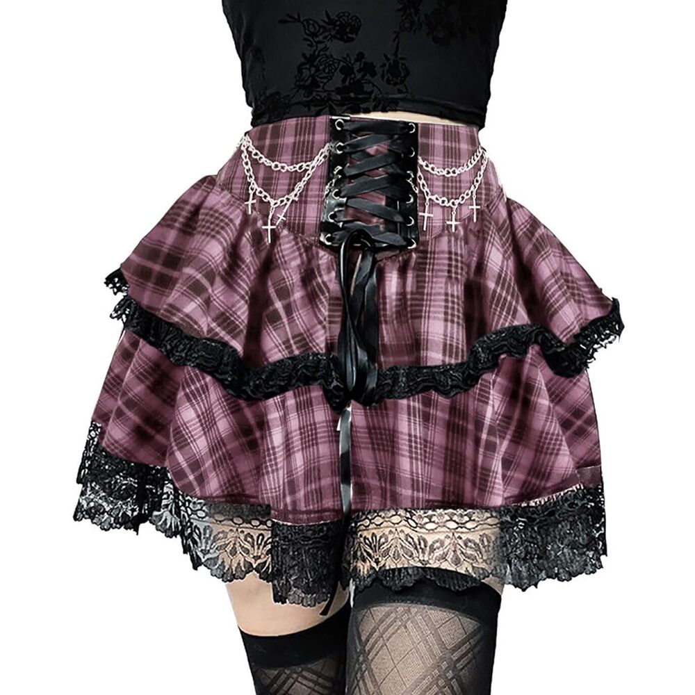 5492 Plaid Skirt Pleated Skirts Summer Casual Maxi Skirt Plus Size Summer